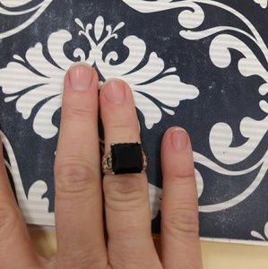 Size 5 sterling silver ring with black stone